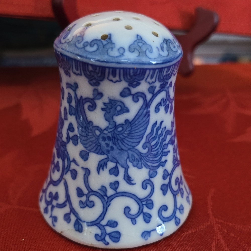 Blue and White Ceramic Salt Shaker